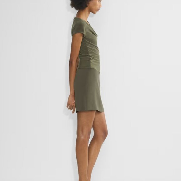 NWT Aritzia WILFRED Classic Mini Skirt - Crepette Dark Olive - Picture 3 of 9